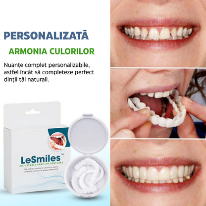 LeSmiles™ - Pachetul include Proteză LeSmiles™ ajustabilă (model, superioară și inferioară).
